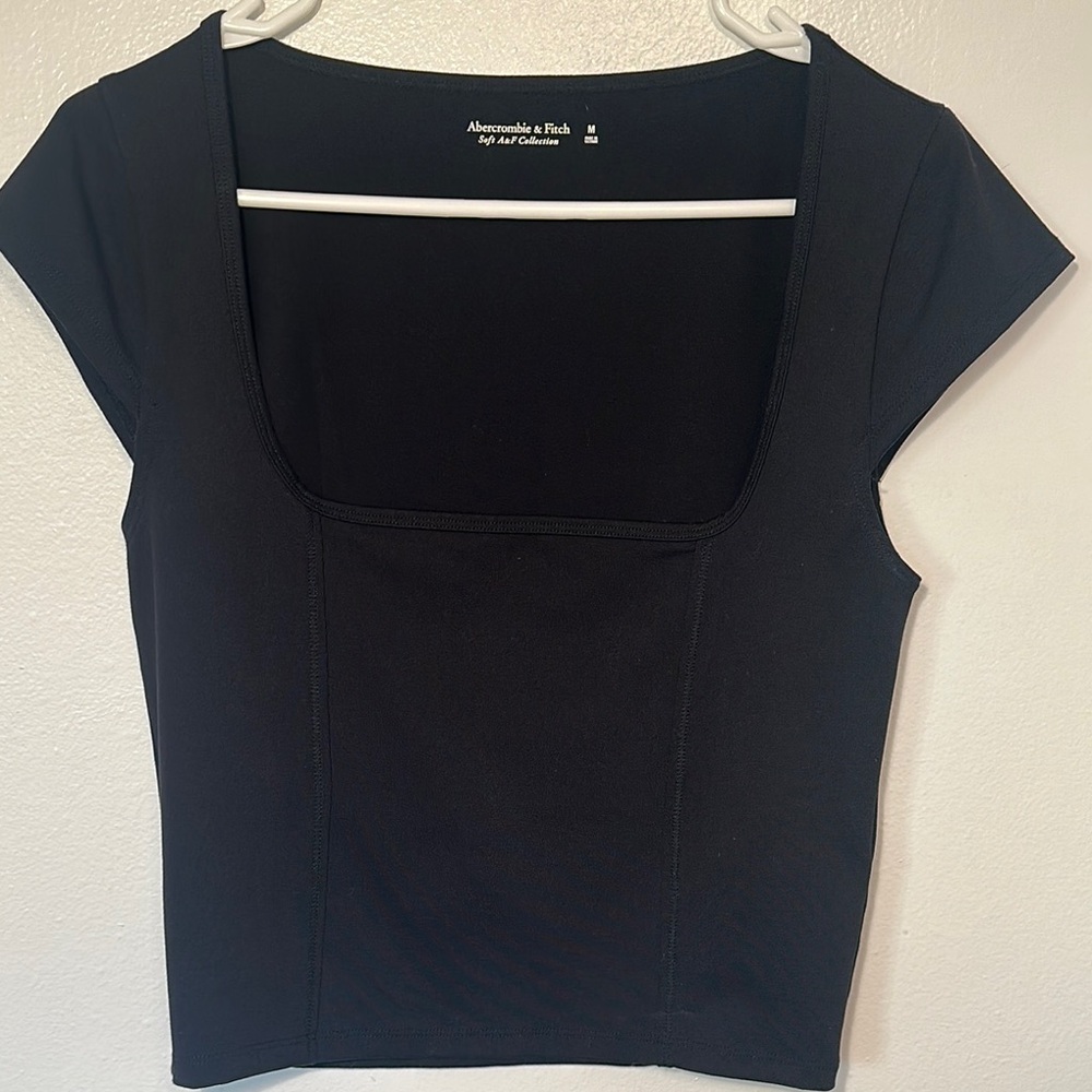 Abercrombie & Fitch Black Square Neck Crop Top